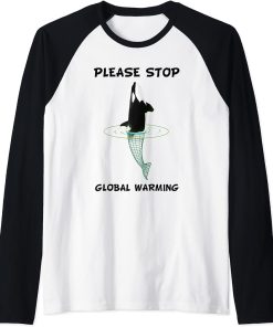 Climate change global heating natural protection ocean sword whale Orca Raglan Baseball Tee