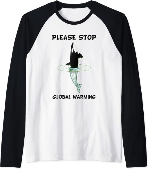 Climate change global heating natural protection ocean sword whale Orca Raglan Baseball Tee