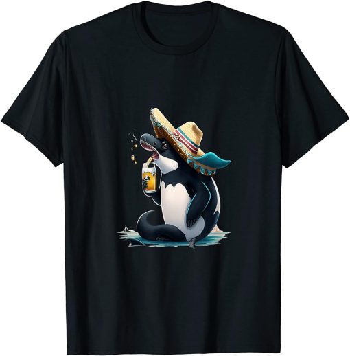 Cute Orca Animal Lovers Orca Drinking Beer T-Shirt