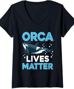 Womens Orca Lives Matter Save The Killer Whale V-Neck T-Shirt