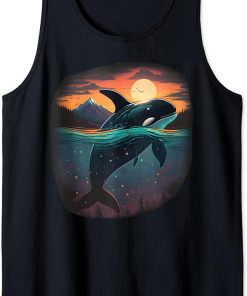 Colourful mystical orca whale watching dolphin pottwhale orca whale Tank Top